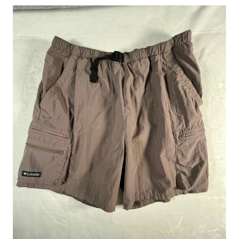 VTG Columbia Mens XL Nylon Shorts Baggy Swim Shorts Cargo Brown Lined
